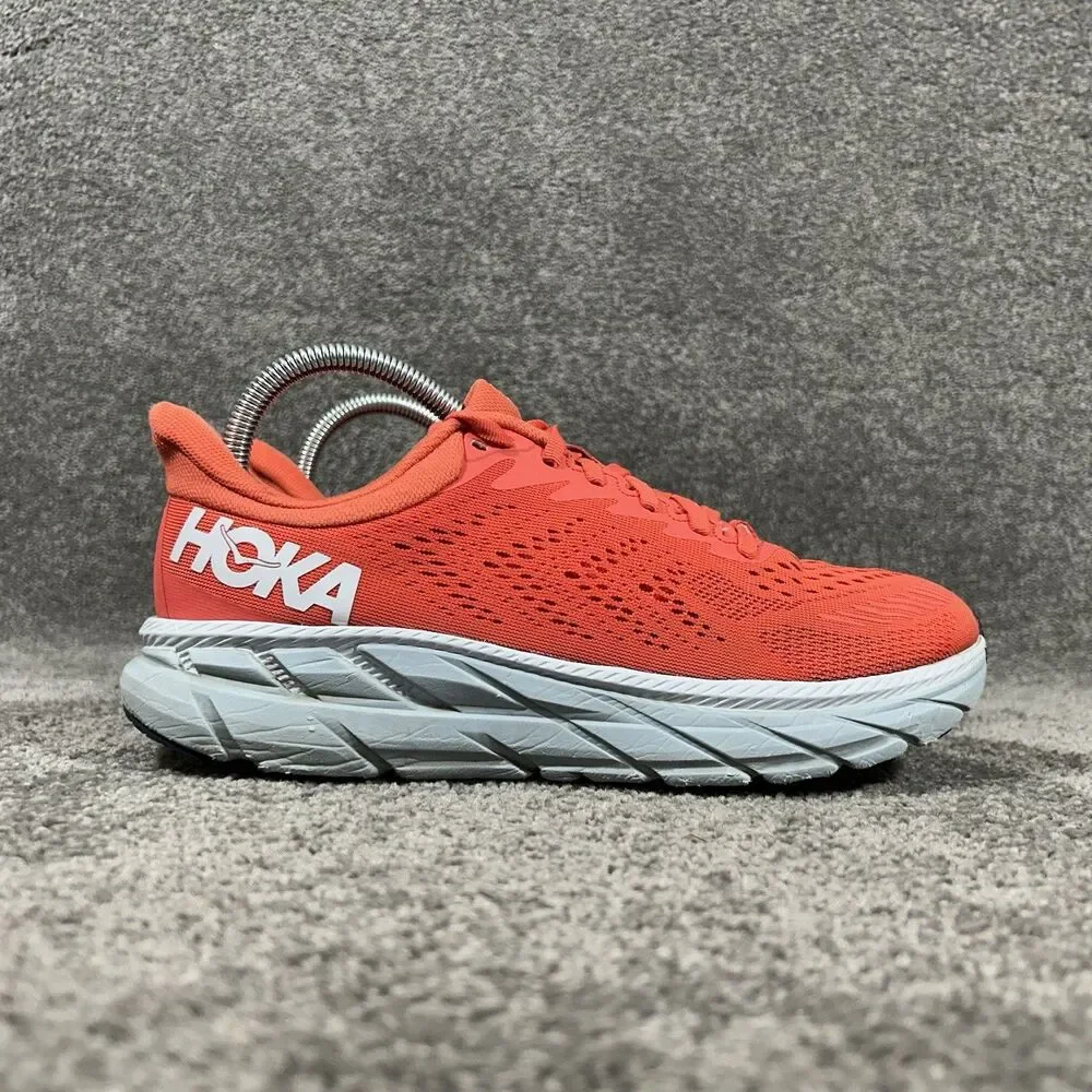 Hoka One One Clifton 7 1110509 HCWH Women’s Size 8.5 Coral White Running Shoes